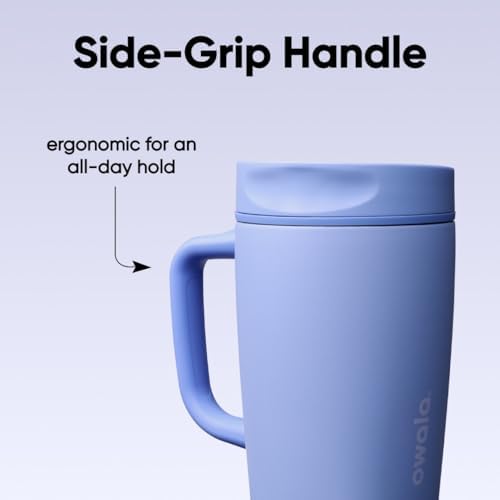 Owala SmoothSip Slider Stainless Steel Insulated Travel Mug with Handle, 100% Leak Proof, For Hot and Cold Drinks, Travel Friendly with Sliding Lock Lid, 12 oz, BPA Free, Leak Proof, Out of the Blue - Image 5