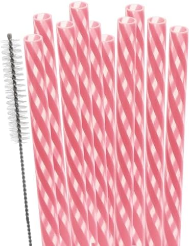 Dakoufish Replacement Straws for StanleylOwalalHydro Jug 40oz 30oz Tumbler,10 Pack 12 Inch Pink Reusable Straws With Cleaning Brush For Stanley Simple Modern Cup,Dishwasher Safe. by Dakoufish
