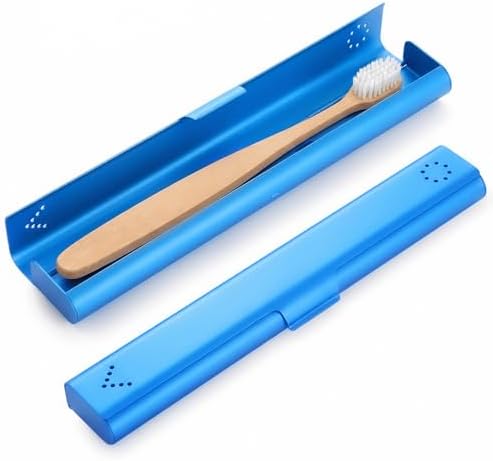 Toothbrush Travel Case Aluminum, Portable Toothbrush Holders Travel, Manual Toothbrush Case Container for Traveling, Bathroom, Camping, Business Trip-1Pack Blue by Unknown