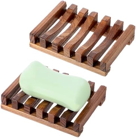 TIESOME 2 Pack Teak Soap Dish, Wooden Soap Holder, Natural Teak by TIESOME
