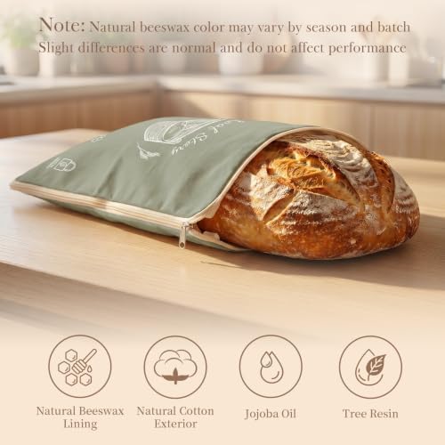 Beeswax Sourdough Bread Bags for Homemade Bread, XL Reusable Bags, 2 Pack - Image 3