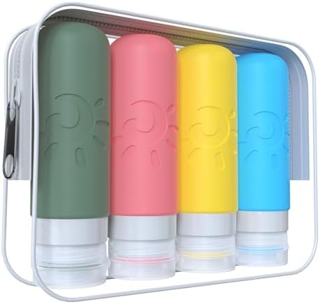 Zafit Travel Bottles for Toiletries, TSA Approved Travel Containers 3oz Leak Proof Travel Tubs Refillable Liquid Travel Accessories for Shampoo Conditioner Lotion Body Wash(Multicolored F) by ZAFIT