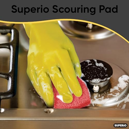 Scouring Pad Non-Scratching Scrubber Non-Scratch Cleaning Scrub Pads Heavy Duty Scouring Pad Reusable Kitchen Scrubbing Pad Pack of 9 Red, by Superio - Image 6