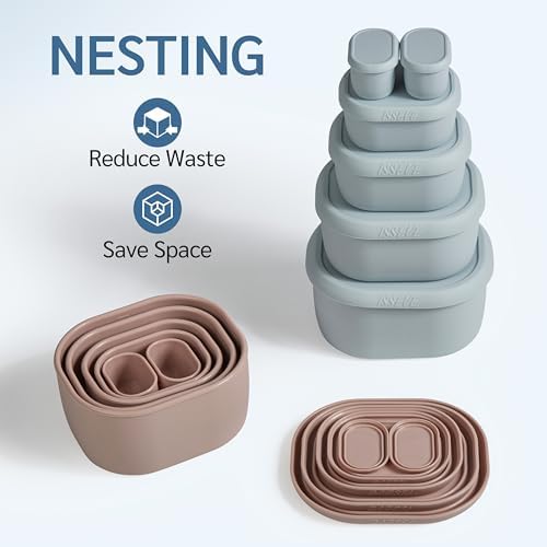 ISSEVE 12Pcs/Set Nesting Silicone Food Storage Containers with Lids - Image 3