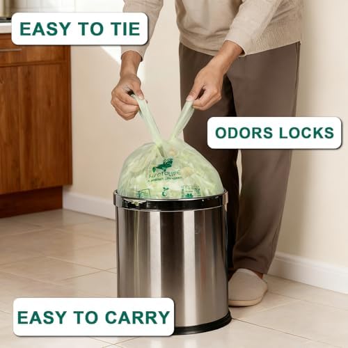 HECTOLIFE 2.6 Gallon 100 Count Compostable Bags Handle Tie - Image 6