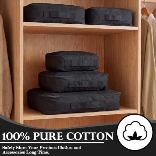 Shinymoon 3 Set 100% Cotton Packing Cubes 3 Sizes Regular Black - Image 6