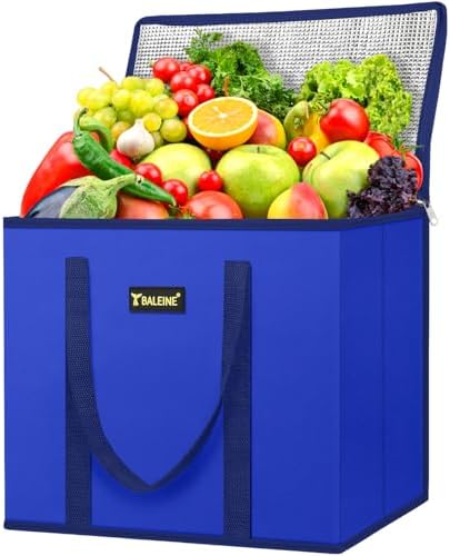 BALEINE 1PK Insulated Reusable Grocery Bag, Heavy Duty Shopping Tote by BALEINE