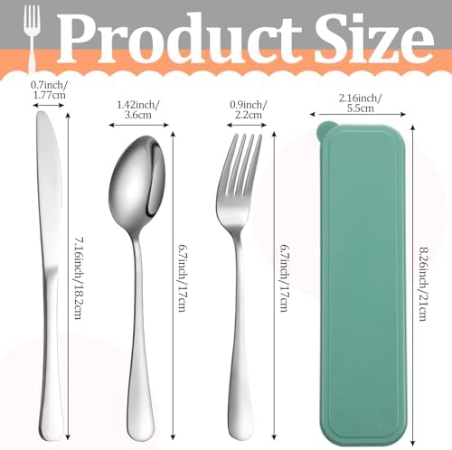 Yinkin 1 Pack Travel Silverware Set with Case for Lunch,Green - Image 2
