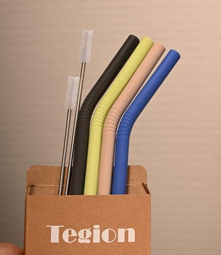 Stanley Cup Accessories 14” Extra Long Silicone Reusable Replacement Drinking Straws for 40 oz Quencher Tumbler,Wine Bottle-Blue Iris,Green Citron,Charcoal,Light Brown With Bendable Brush - Image 7