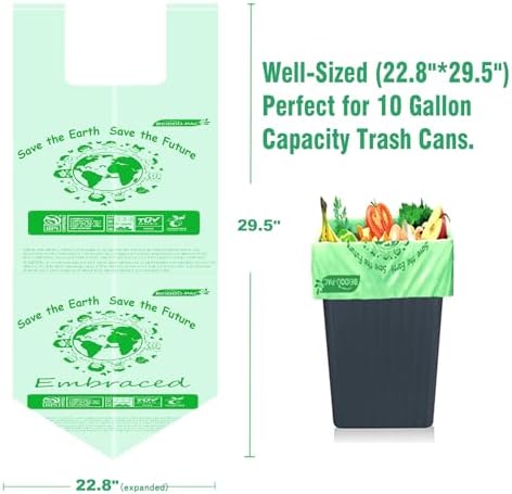 BEIDOU-PAC 8-10 Gallon Compostable Trash Bags, 120 Count, Compost Bags Kitchen Trash Bags with Handle, Sturdy Garbage Bags Food Scrap Waste Bags, ASTM D6400, US BPI Certified - Image 2
