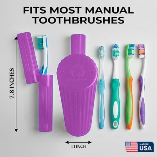 American Comb Toothbrush Holder (Blue,Pink,White,Purple) Made in USA, with Ventilation Holes, for Toothbrush Covers, Toothbrush Holder, Toothbrush Soft, Durable Design, Hygienic Bathroom Accessory - Image 2