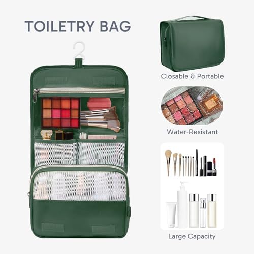 OlarHike Packing Cubes for Travel,Gifts for Women Mom,Anti-Tearing Suitcase Organizer for Luggage with Shoe & Hanging Toiletry Bag,Vacation Essentials & Accessories for Cruise Ship,10 Set,Dark Green - Image 3