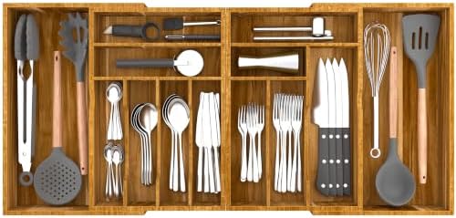 Suli Extra Large Silverware Drawer Organizer,Expandable 22in to 37in,Acacia by Suli