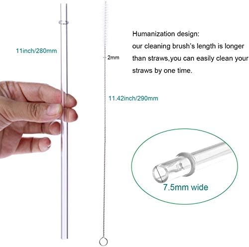 DAKOUFISH 11 Inch Clear Reusable Plastic Replacement Drinking Straws for 24 oz & 16 oz Mason Jar Tumblers,Set of 12 Pcs Straws with Cleaning Brush (11inch 7color) - Image 2
