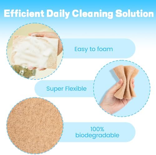 Natural Scouring Pads 15 Pack- Dish Scrubber Non-Scratch Sisal Cleaning Scrub Pads, Eco-Friendly Glass Coconut Fiber Kitchen Scrubbers for Pans and Pots, Compostable, Biodegradable (15 Pack) - Image 6