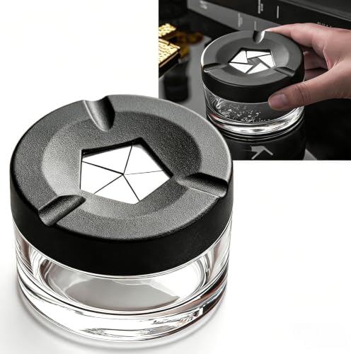 Glass Table Trash Can with Lid Smell Proof Small Storage Box Desktop Decor by iksya