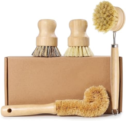 Wooden Dish Brush 4-Piece Dish Brush Set Natural Fiber Brushes with Wooden Handles Non-Scratch Coconut Palm & Sisal Bristles for Kitchen Cleaning.. by Unknown