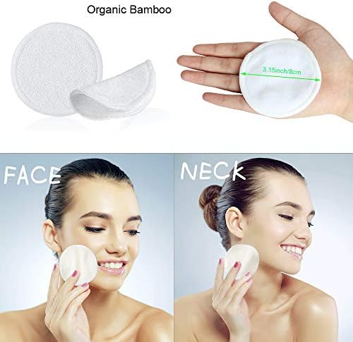 Pinowu Reusable Makeup Remover Pads (16pcs Pads + Carry Bag + Wash Bag), Washable Eco-Friendly Cotton Rounds Face Wipe for All Skin Types - Image 5