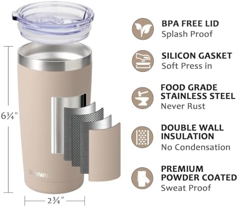 SUNWILL Coffee Tumbler, 20 oz Insulated Travel Mug Stainless Steel - Image 2