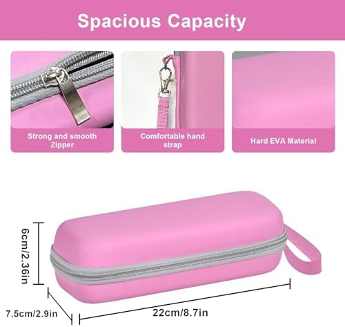 Travel Case for Oral-B/Oral-B Pro/Phlips Sonicare Electric Toothbrush with 2pcs Toothbrush Heads Cover Cap, Portable Hard Protective Storage Bag with Accessories Storage (Pink) - Image 2