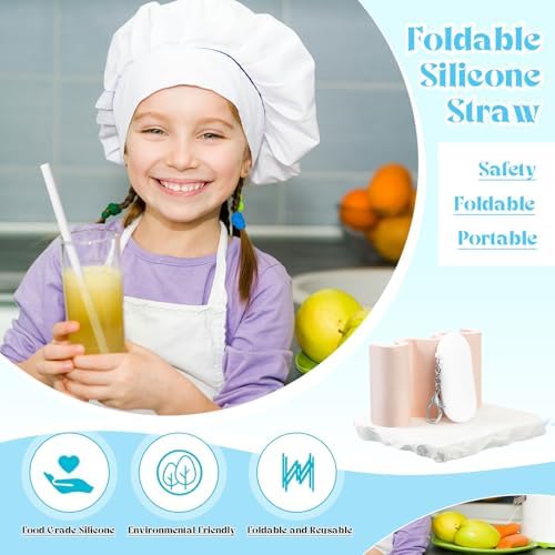 Meanplan 4 Sets Reusable Straws Travel Case Brush Silicone,White - Image 6