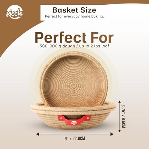 RICCLE Banneton Bread Proofing Basket, 2 Round Sourdough Banneton Baskets - Image 3
