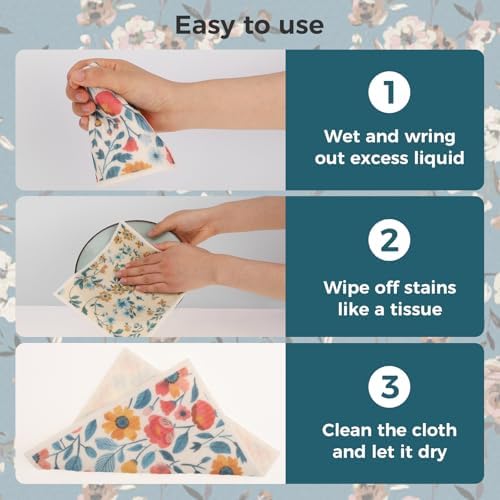 wlich 10 Pack Swedish Dishcloths, Reusable Kitchen Towels with Clips, Plant - Image 5