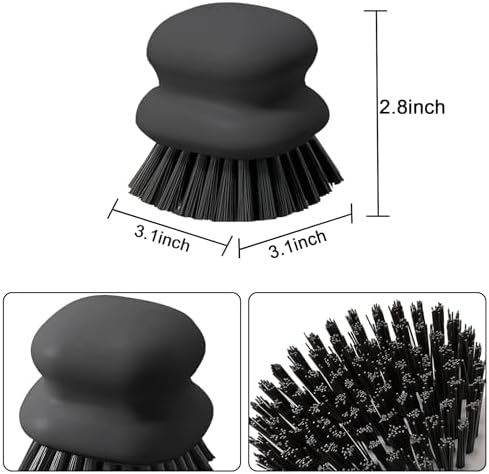 2Pack Dish Scrub Brush, Palm Brush Dish Scrubber with Ergonomic Grip, Kitchen Scrub Brushes for Cleaning for Pans, Pots, Kitchen Sink Cleaning-Black - Image 5