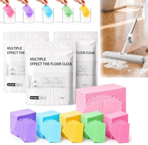 Multi-effect Floor Cleaner Sheets, Multi-surface Clean Tablets, 100-Count Fast-Dissolving Mopping and Deep Cleaning Solution for Hardwood, Wood, Tile, Vinyl, Marble, Laminate Floors by Huprh
