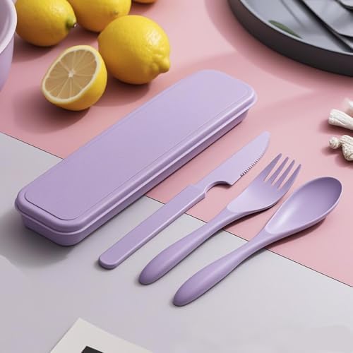 Portable Travel Utensils - Reusable Travel Utensils with Case (Purple) - Image 7