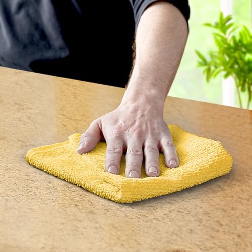 Avalon Towels Bar Towels (Pack of 120) Size 14x17 Inches – 100% Cotton, Absorbent and Reusable Cleaning Rags, Multipurpose Cleaning Towels, Terry Cloth Rags, Durable Shop Rags (Yellow) - Image 2