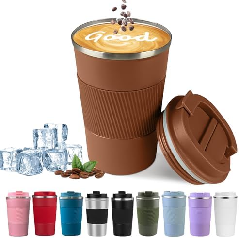 Insulated Travel Coffee Mug, Stainless Steel Coffee Cup with Leakproof Lid by YINBAOGE