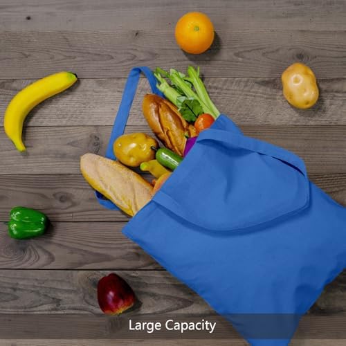 TOPDesign 12-Pack Economical 16"x15" Ocean Blue Cotton Tote Bags, Lightweight Medium Reusable Grocery Shopping Cloth Bags, Suitable for DIY, Advertising, Promotion, Gift, Activity - Image 5