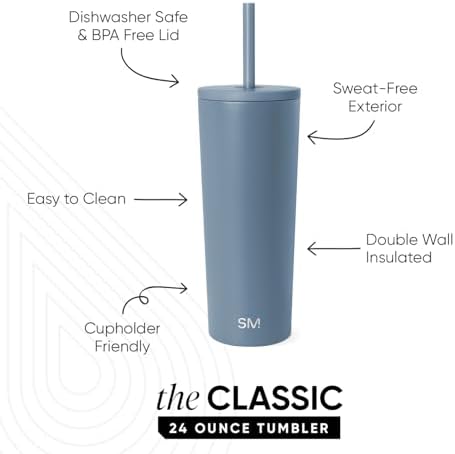 Simple Modern Iced Coffee Tumbler, Insulated | 24oz | Blue - Image 2