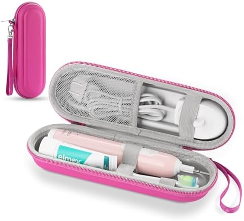 Toothbrush Travel Case for Oral B/Oral-B Pro 1000 1500 5000 7000 & Philips Sonicare 4100 1100 5300 5100 6100/iO Electric Toothbrush, Hard Protective Storage Bag (Pink) by TYSORETY