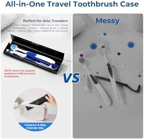 Wider Aluminum Toothbrush Travel Case, Portable Travel Toothbrush Holder, Durable Manual Toothbrush Box Container for Traveling, Bathroom, Camping, Business Trip, Black - Image 3