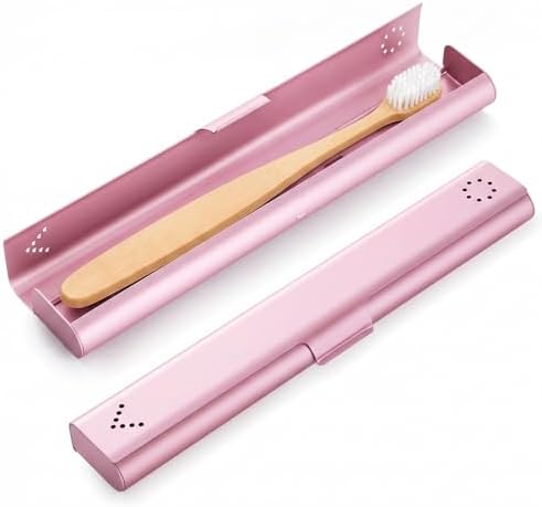 Toothbrush Travel Case Aluminum, Portable Toothbrush Holders Travel, Manual Toothbrush Case Container for Traveling, Bathroom, Camping, Business Trip-1Pack Pink by Unknown