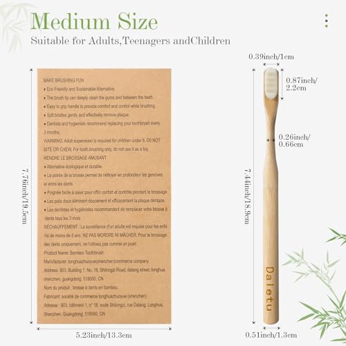 Daletu Extra Soft Bamboo Toothbrushes for Sensitive Gums, 20000 Extra Soft Bristle Toothbrushes for Adults, Eco-Friendly, Natural Wooden Organic Micro Nano Bamboo Bristle Toothbrush - 4 Pack - Image 5