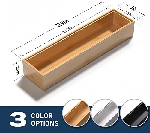 VeyFey Silverware Tray for Drawer, Stackable Kitchen Bamboo Drawer Organizer 12" x 3" x 2" Set of 2 - Image 6