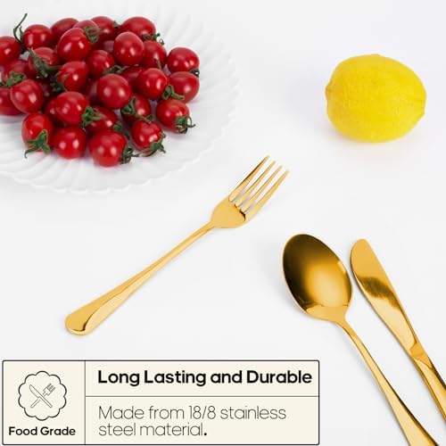 Travel Utensils with Case, Quatish Portable Silverware Set for Work, Stainless Steel Reusable Travel Cutlery, Fork and Spoon Set for Camping, Picnic, Gadgets, Lunch Box for Men, Christmas Gift, Gold - Image 2