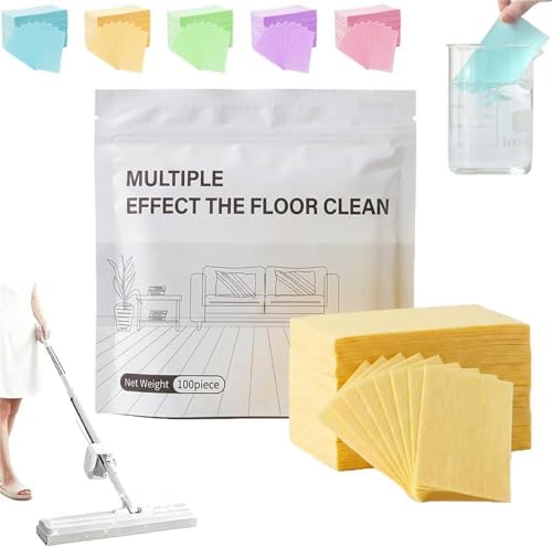 Floor Cleaning Sheets, 100 Piece Floor Cleaning Tablets, Multiple Effect the Floor Clean, Floor Cleaner Tablets, Dissolvable Deep Cleaning Solution, For Hardwood, Tile & More by YYONPQ