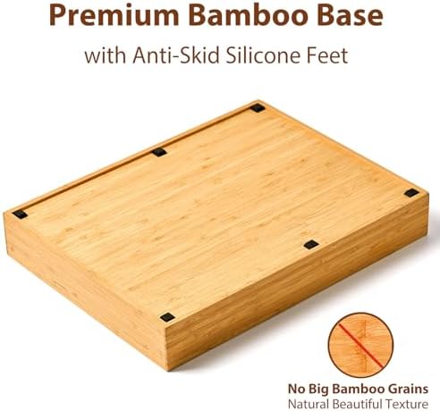 Umilife Kitchen Drawer Organizer, 12.5 Inch Silverware Utensil Tray Holder, Extra Deep, with Non-Slip Feet & Grooved Drawer Divider, 7 Slots Total Bamboo Wood Caddy for Flatware Cutlery Knives - Image 4