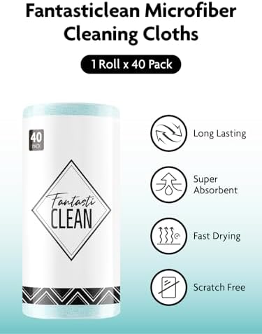 Fantasticlean Microfiber Cleaning Cloth Roll- 40 Sheets, 12" x 12" (Blue) - Image 3