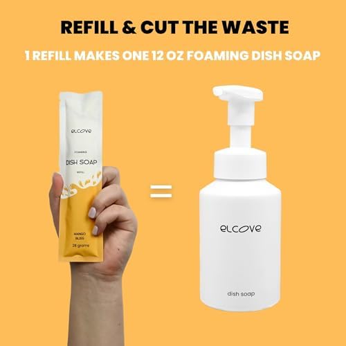 Eco Friendly Foaming Dish Soap Starter Set, Reusable Aluminum Soap Dispenser, Zero Waste, Non Toxic, Concentrated Powder Dish Soap Refill (Pack of 3) Make 36 oz of Foaming Dish Washing Liquid - Image 4