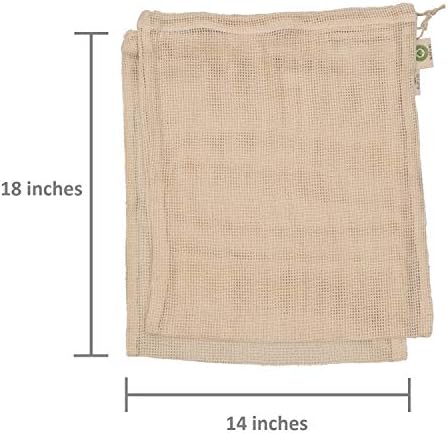 Reusable Onion Storage Bags - Organic Cotton Mesh Onion Bags with Drawstring - Washable Onion Holder Storage - Net Onion Keeper Sacks - Perfect Potato Storage Bags - Root Vegetable Sacks (3 X-Large) - Image 2