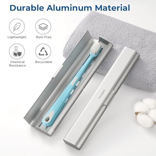 2 Pack Aluminum Toothbrush Travel Case, Portable Travel Toothbrush Holder, Durable Manual Toothbrush Box Container for Traveling, Bathroom, Camping, Business Trip - Image 2