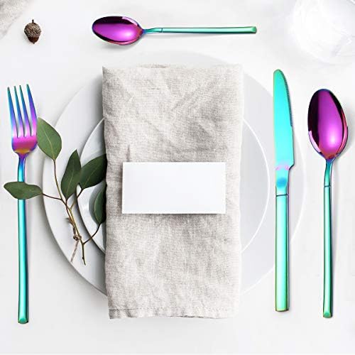 AARAINBOW 7 Pieces Stainless Steel Flatware Set Portable Reusable Cutlery Set Travel Utensils Set Including Chopsticks Knife Fork Spoon Straws Cleaning Brush Dishwasher Safe (Multicolored) - Image 3