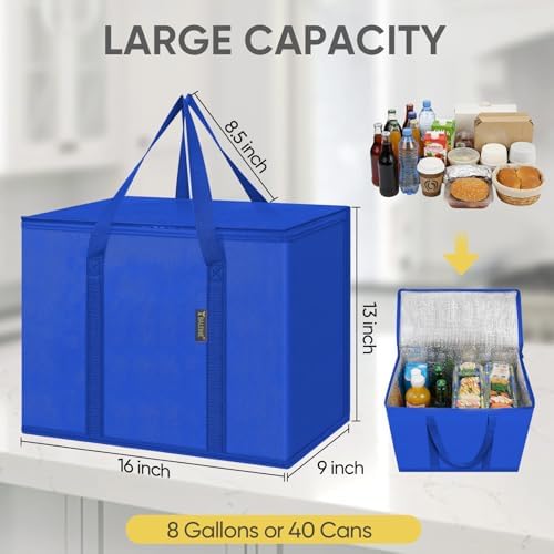 BALEINE Insulated Reusable Grocery Bags with Zippered Top, Large Cooler Bag - Image 4