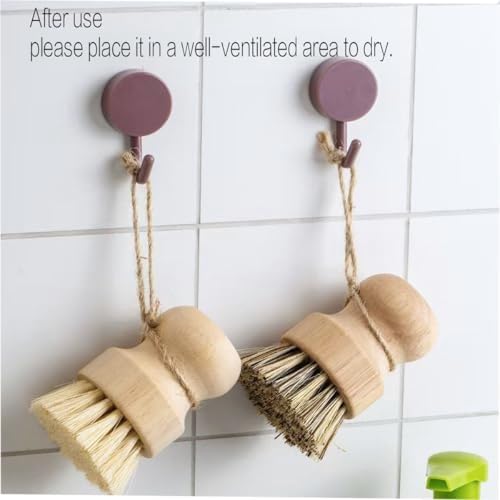 Wooden Dish Brush Set Clean Pots Bamboo Dish Brush - 1 Long Handle Dish Brush and 2 Palm Scrubbing Brush Scrub Brush for Pots, Pans & Dishes,Plastic Free Washing Up, Zero Waste Cleaning (3 Pack) - Image 4