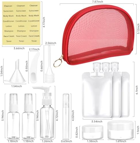 9-Pack Travel Bottles Set, Leak-Proof Refillable Containers with Clear Zipper Bag for Toiletries, Skincare, Shampoo, Lotion TSA Approved Mini Makeup Cosmetic Organizer Pouchfor Women Travel Essentials - Image 5